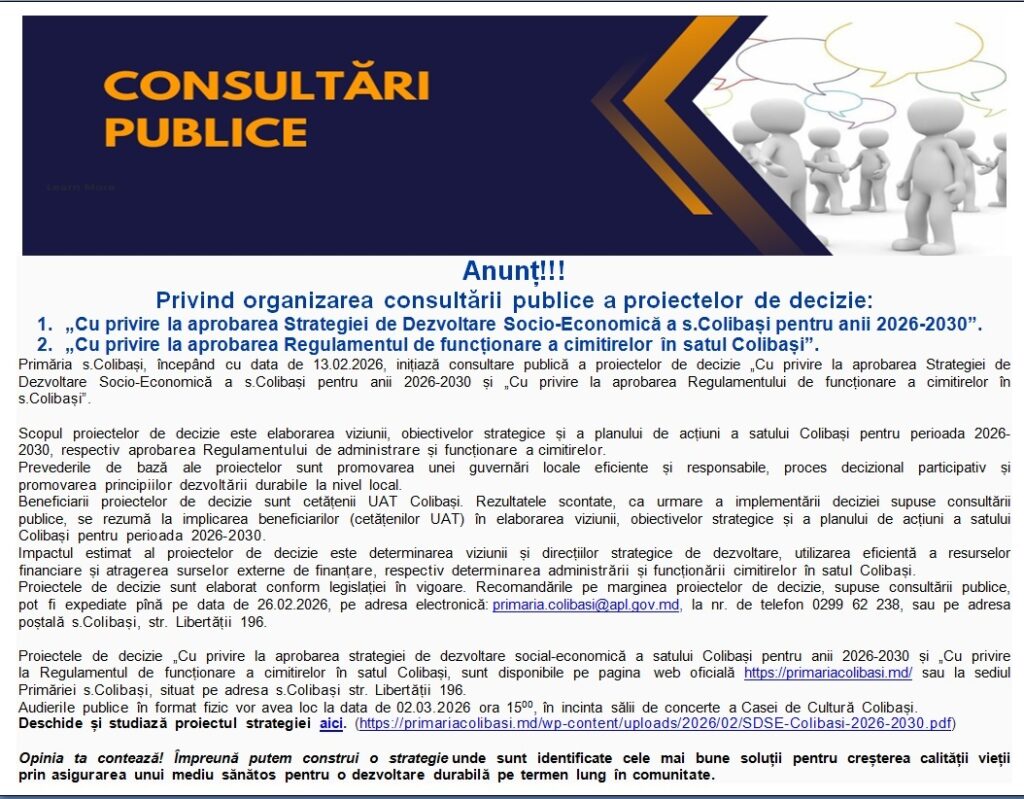 ANUNȚ consultări SDSE Colibași
